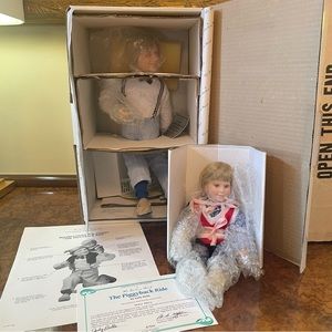 THE PIGGYBACK RIDE PORCELAIN DOLLS by JUDY BELLE GRANDPA & GRANDSON